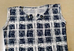 Chic Navy &amp; White Checkered Dress 📍Free Delivery