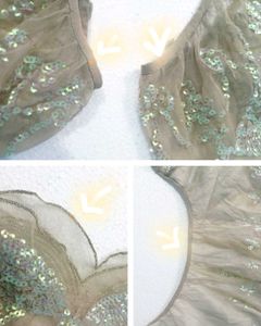 Vintage Flowy Champagne Beige Sequin Blouse