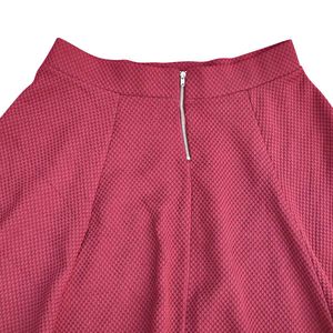 Maroon Fit &amp; Flare Mini Skirt