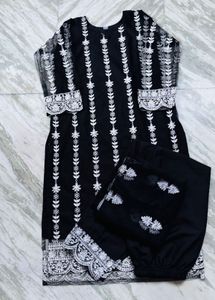 Elegant Black Embroidered Kurta Set