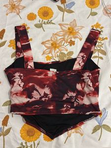 Chic Ruched Print Tank Top
