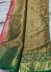 Beautiful Pink &amp; Green Silk Saree