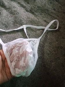 Men's White Lace G-string Thong