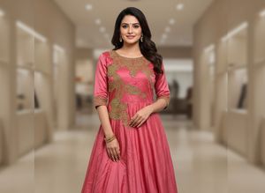 Elegant Pink Embellished Ethnic Gown