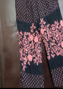 Black Lower Pyjama Pink Floral Print For 30 Waist