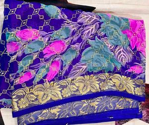 violet beautiful floral saree