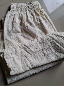 New Cream Embroidered Palazzo Pants_waist upto 42