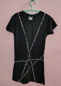 Black Graphic Print T-Shirt Dress