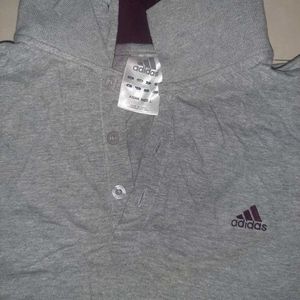 Authentic Adidas Grey Polo T-Shirt Men's