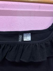 Black Ruffle Square Neck Tank Top