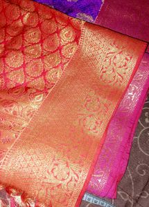 Vibrant Purple &amp; Red Banarasi Silk Saree
