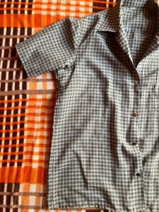 Checkered Short Sleeve Button-Up Shirt