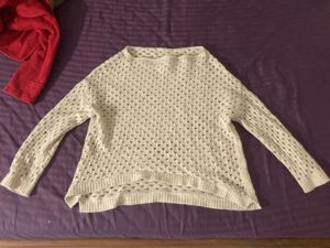 Cream Crocheted Knit Sweater