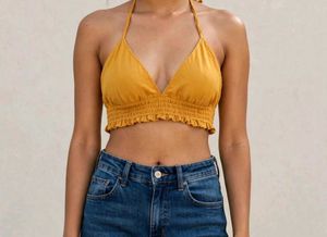 Stylish Yellow Halter Bikini Top