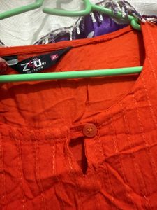 Bright Orange Ethnic Kurta