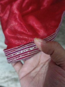 Vibrant Red Saree with Embellished Border