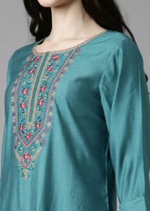 Elegant Teal Kurta Set with Dupatta