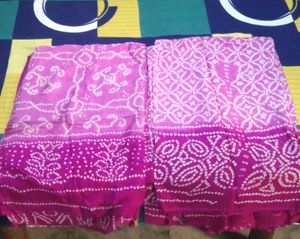 BRAND New Pink Bandhani Saree attached f