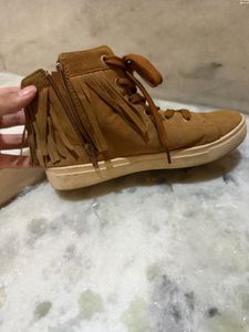 Stylish Brown Suede Fringe Sneakers