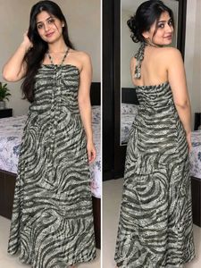 Avon Black & Grey Zebra Print Maxi Dress