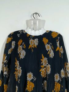 Navy Blue Printed Top For Women's