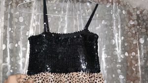 Black Sequins Designer Flared One Piece For Girls