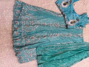 y2k Stunning Teal Lehenga Choli Set