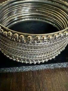 Multicolor Jhumka combo with silver bangles
