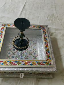 Wooden Meenakari Box &amp; Set Of 3 Candle Stand