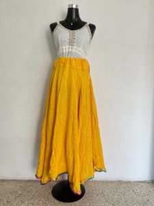 Vibrant Yellow Sequined Ethnic Skirt