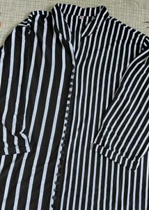 Classic Black & White Striped Kurta