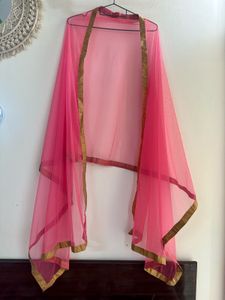 Flamingo pink Skirt-Palazzo &amp; Top Chunni Set