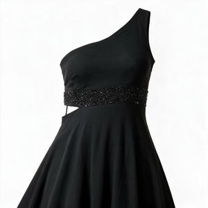 Chic Black One-Shoulder Sequin Dress
