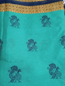 Pure Cotton Superb Peacock Colour Saree🎉😍😍