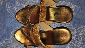 Glamorous Gold Wedge Sandals