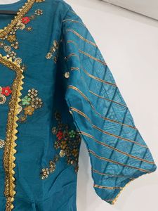 Elegant Teal Embroidered Kurta - Unused