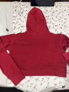 Maroonish Red Cropped Hoodie