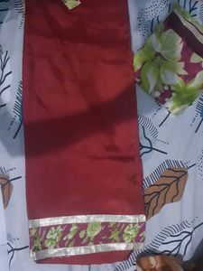Maroon Silk Unstitched Suit | Printed Dupatta | El