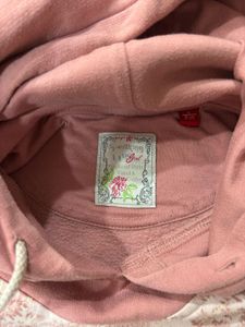 Pink Hooded Sweatshirt with Floral Detail