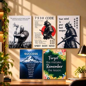 Set of 5 Motivational Wall Posters for Study Room