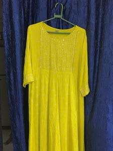 Bright Lime green Embellished Kurta