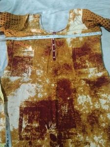 Brown Floral Print Kurta
