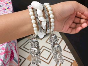set of 3 OxidisedJhumka 2Earrings &amp; 1Bracelet