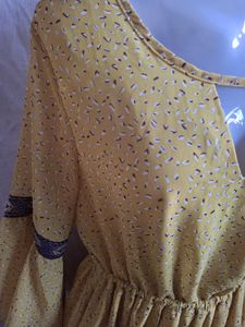 Yellow Printed Flare Sleeve Dress