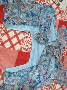 Blue Floral Print skirt and top dress