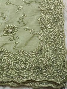 Elegant Embroidered Green Saree