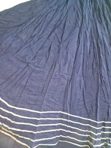 Navy Blue Ethnic Blouse with Silver Stripes