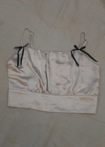 Cute Bow Satin Crop Top