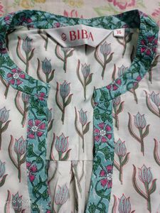 White N Green High Low  Kurti