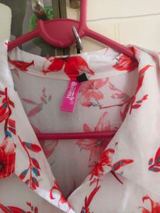 Chic Floral Print White Blouse
